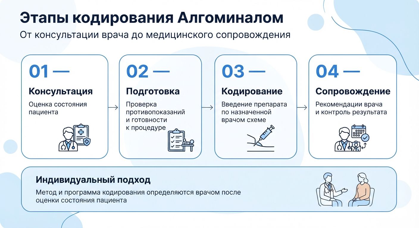 Кодирование препаратом «Алгоминал» в Харабалях инфографика